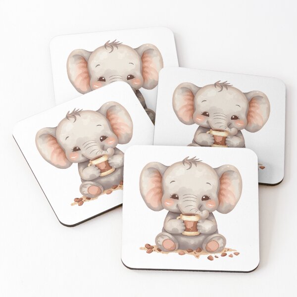 Item preview, Cute Baby Elephant with Cozy Coffee - Watercolor Style Sticker designed and sold by DigitfanStudio.