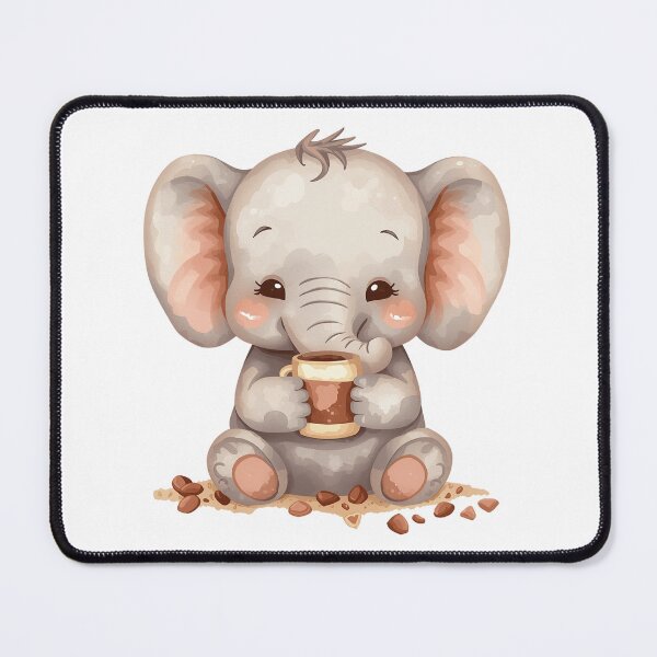 Item preview, Cute Baby Elephant with Cozy Coffee - Watercolor Style Sticker designed and sold by DigitfanStudio.