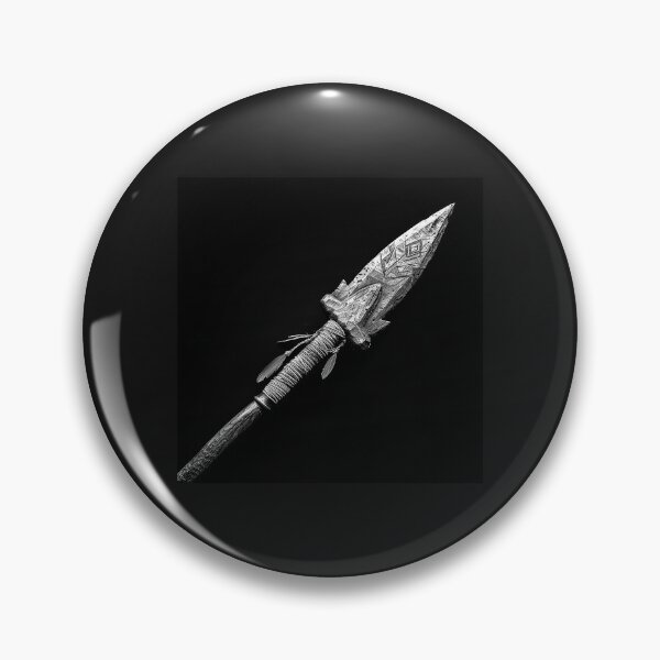 Item preview, Ancient Tribal Spearhead | Primitive Stone Weapon Black and White Illustration designed and sold by inkoutninja.