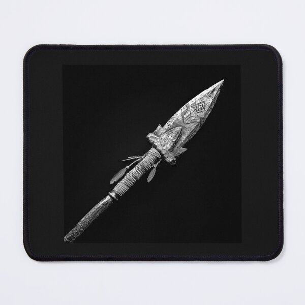 Item preview, Ancient Tribal Spearhead | Primitive Stone Weapon Black and White Illustration designed and sold by inkoutninja.