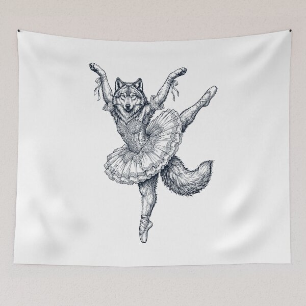Item preview, Vintage Wolf Ballet Dancer Ballerina Animal Lover designed and sold by dian-rody-crest.