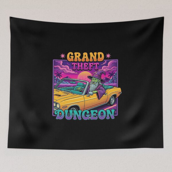 Item preview, Grand Theft Dungeon Retro Synthwave Wizard Tabletop RPG Gamer designed and sold by AdyKurniawan.