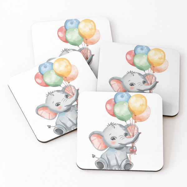 Item preview, Cute Baby Elephant with Balloons – Kawaii Pastel Celebration Sticker designed and sold by DigitfanStudio.