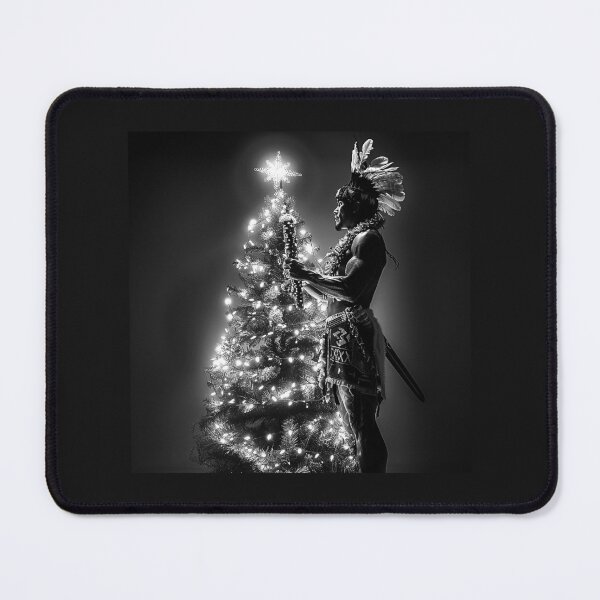 Item preview, Indigenous Warrior Decorating a Christmas Tree | Cultural Holiday Illustration designed and sold by inkoutninja.