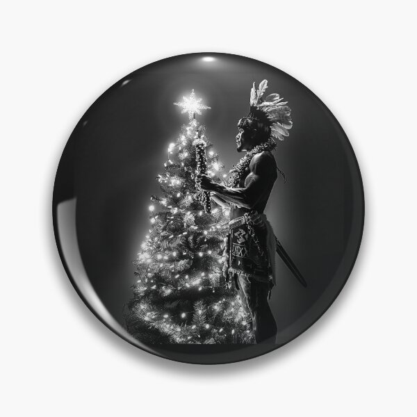 Item preview, Indigenous Warrior Decorating a Christmas Tree | Cultural Holiday Illustration designed and sold by inkoutninja.