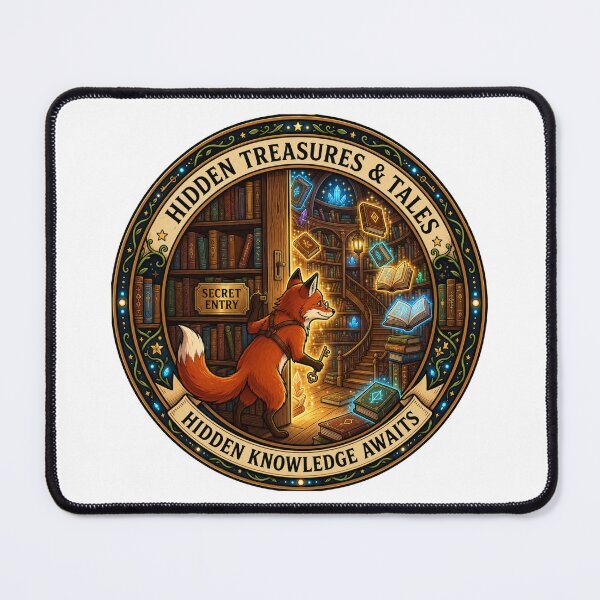 Item preview, Hidden Treasures & Tales | Secret Fox Library | Magical Bookshelf | Fantasy Book Lover Cottagecore designed and sold by MrDev.