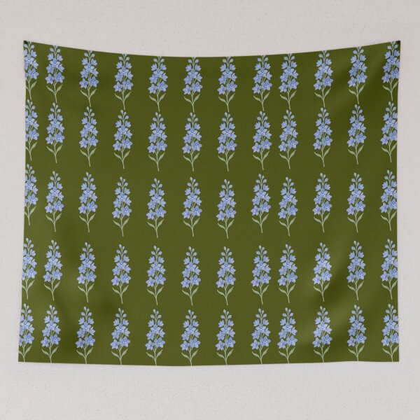 Item preview, Blue Lupin Pattern on Olive Green Seamless Floral. designed and sold by Jyoti-Quotes.