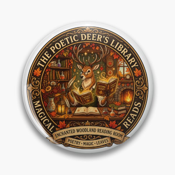 Item preview, The Poetic Deer's Library | Magical Woodland Reading Room | Autumn Cottagecore Books | Fantasy Library Art designed and sold by MrDev.