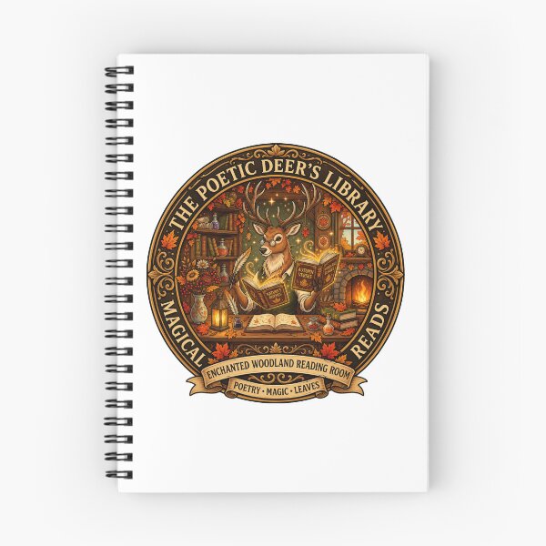 Item preview, The Poetic Deer's Library | Magical Woodland Reading Room | Autumn Cottagecore Books | Fantasy Library Art designed and sold by MrDev.