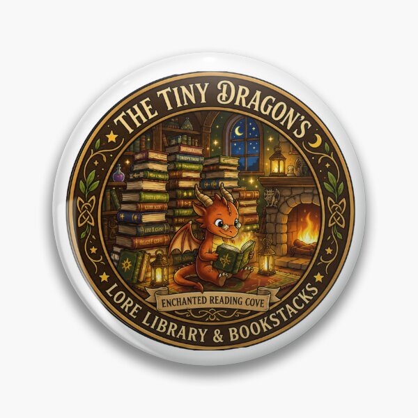 Item preview, The Tiny Dragon's Lore Library | Enchanted Reading Cove | Fantasy Book Dragon | Cozy Book Lover Art designed and sold by MrDev.