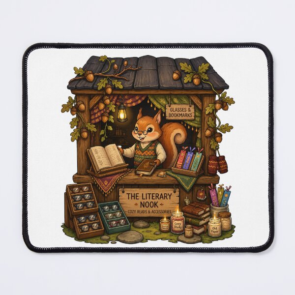 Item preview, The Literary Nook | Cozy Bookshop Squirrel | Reading Accessories | Cottagecore Book Lover Gift designed and sold by MrDev.