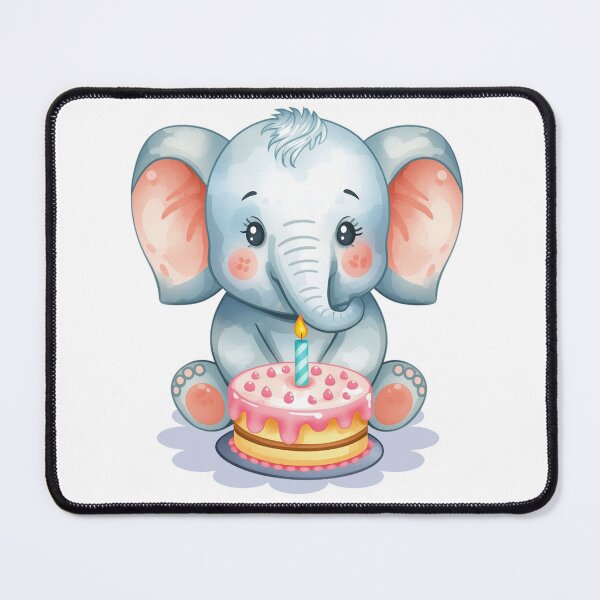 Item preview, Cute Little Baby Elephant with a Birthday Cake - Kawaii Style Sticker designed and sold by DigitfanStudio.