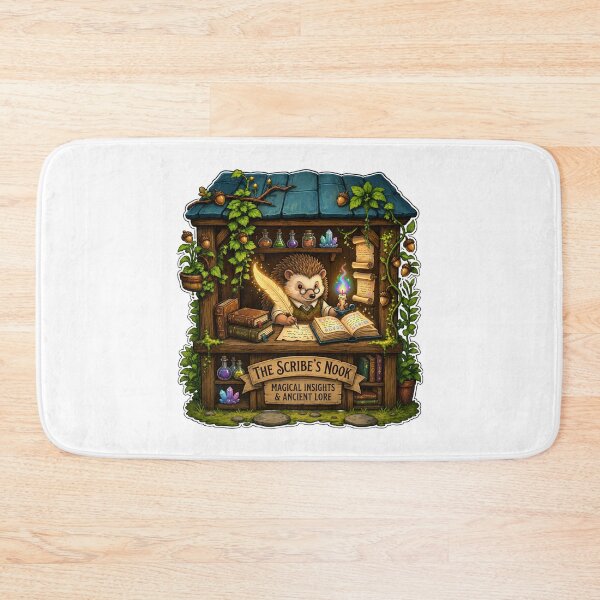 Item preview, The Scribe's Nook | Hedgehog Wizard Writer | Magical Books & Ancient Lore | Cottagecore Fantasy Gift designed and sold by MrDev.