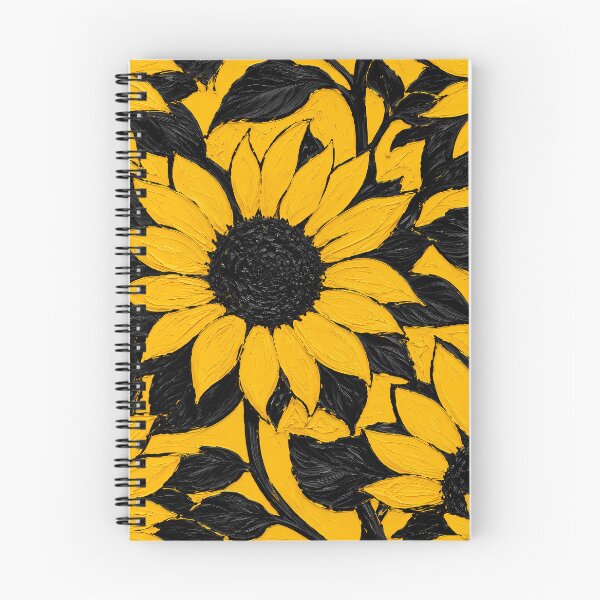 Item preview, Patrón de pintura al óleo con impasto sobre girasol amarillo intenso y hojas negras designed and sold by ChubbyGoong.