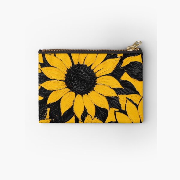 Item preview, Bold Yellow Sunflower Black Leaves Impasto Oil Paint Pattern designed and sold by ChubbyGoong.