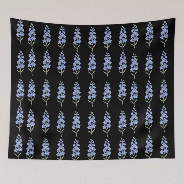 Item preview, Blue Lupin Flower Pattern on Black Background designed and sold by ​Jyoti Digital Artist.