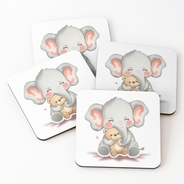 Item preview, Cute Baby Elephant Hugging Teddy - Pastel Art Sticker designed and sold by DigitfanStudio.