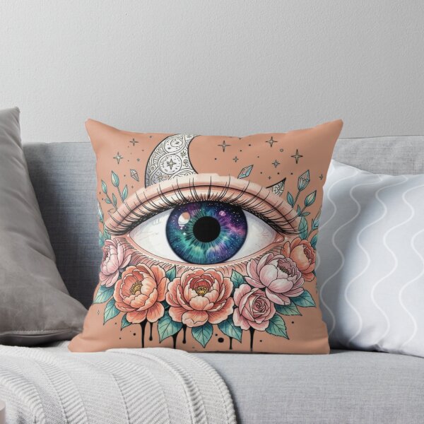 Item preview, Cosmic Third Eye Crescent Moon Peonies designed and sold by TheUnveiledEye.