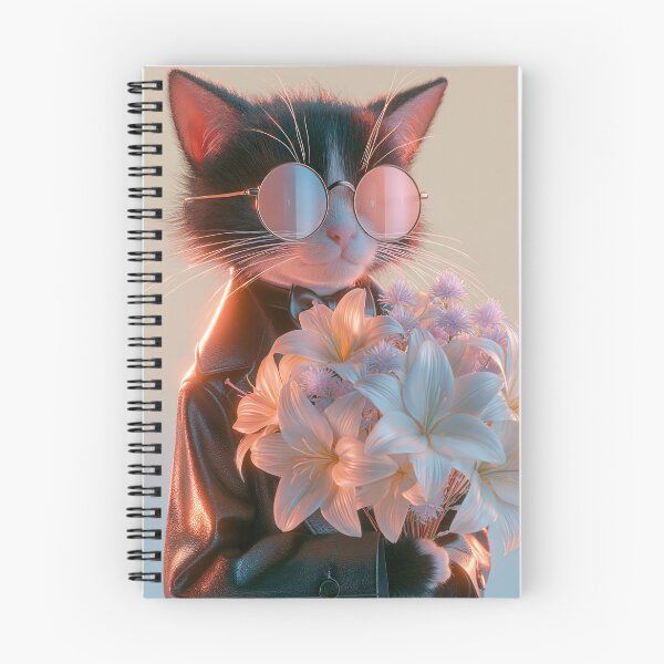 Item preview, Cool cat with white lily bouquet  designed and sold by littlepiig.