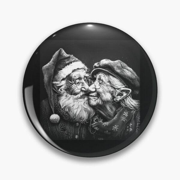 Item preview, Christmas Gnome Couple Kiss | Cute Vintage Holiday Romance Illustration designed and sold by inkoutninja.