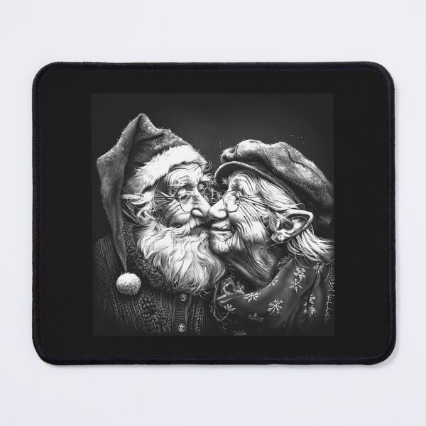 Item preview, Christmas Gnome Couple Kiss | Cute Vintage Holiday Romance Illustration designed and sold by inkoutninja.