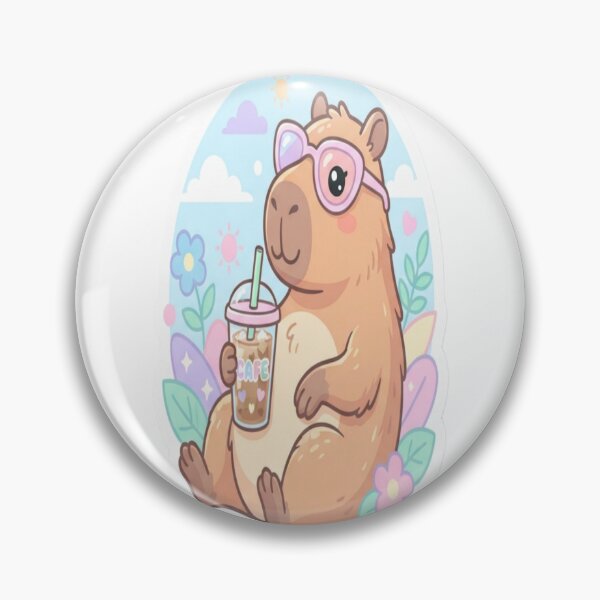 Item preview, Cute Capybara Coffee Lover Sticker | Kawaii Capybara with Iced Coffee & Pink Glasses designed and sold by AdityaShop18.