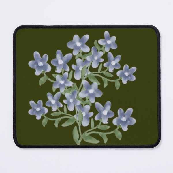 Item preview, Blue Forget Me Not Floral Art on Olive Green. designed and sold by Jyoti-Quotes.