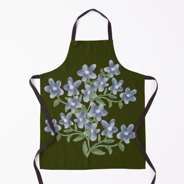 Item preview, Blue Forget Me Not Floral Art on Olive Green. designed and sold by Jyoti-Quotes.