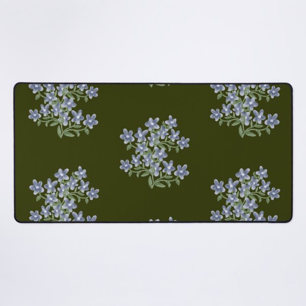 Item preview, Blue Forget Me Not Floral Art on Olive Green. designed and sold by Jyoti-Quotes.