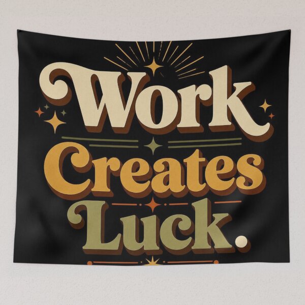 Item preview, Work Creates Luck. | Retro Motivational Typography Design designed and sold by Irene Catchmind.