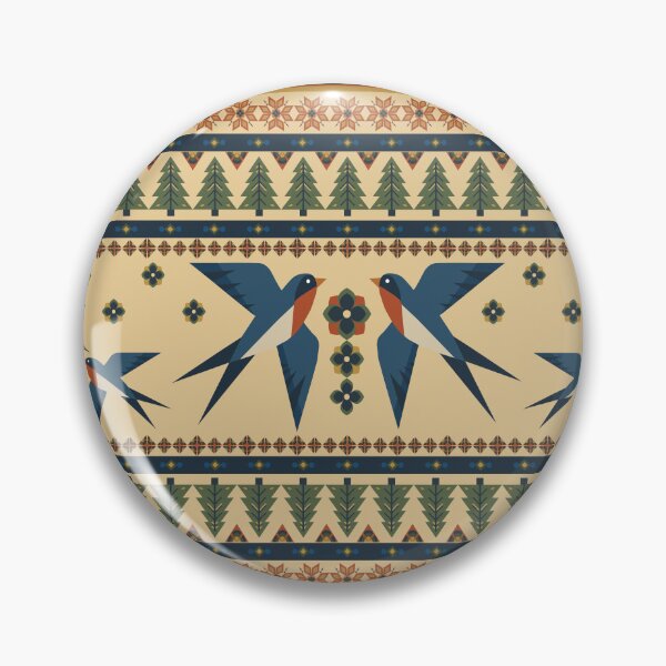 Item preview, Seamless horizontal border pattern with traditional Scandinavian folk art motifs. Geometric design featuring flying swallow birds, pine trees, snowflakes, and ethnic ornaments. designed and sold by Aumpuk.