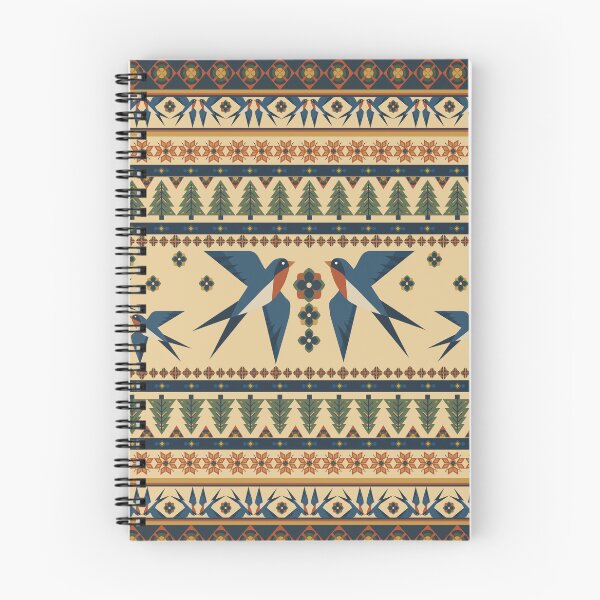Item preview, Seamless horizontal border pattern with traditional Scandinavian folk art motifs. Geometric design featuring flying swallow birds, pine trees, snowflakes, and ethnic ornaments. designed and sold by Aumpuk.