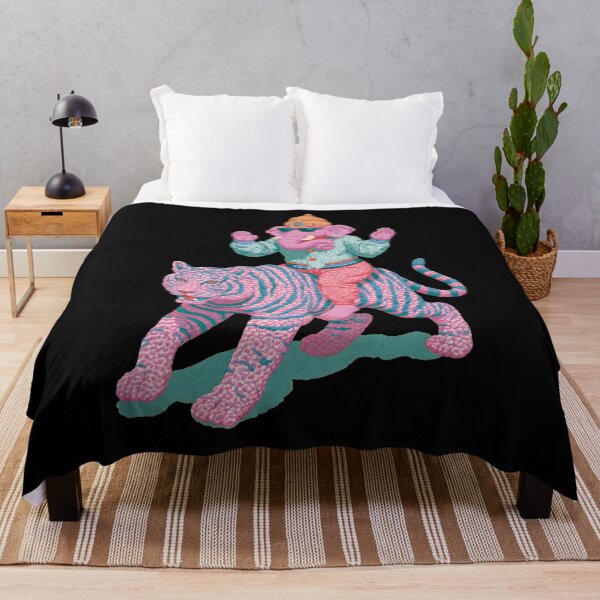 Item preview, Cool Streetwear Elephant Rider on Pastel Pink Blue Tiger Pop Art designed and sold by PANNARUK THAILAND.