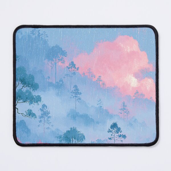 Item preview, Dreamy Rainy Forest in Pastel Pink Sky designed and sold by littlepiig.