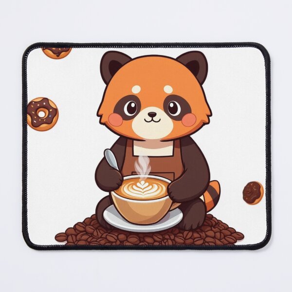Item preview, Cute Red Panda Barista Coffee Kawaii Animal Print designed and sold by Xenovita.
