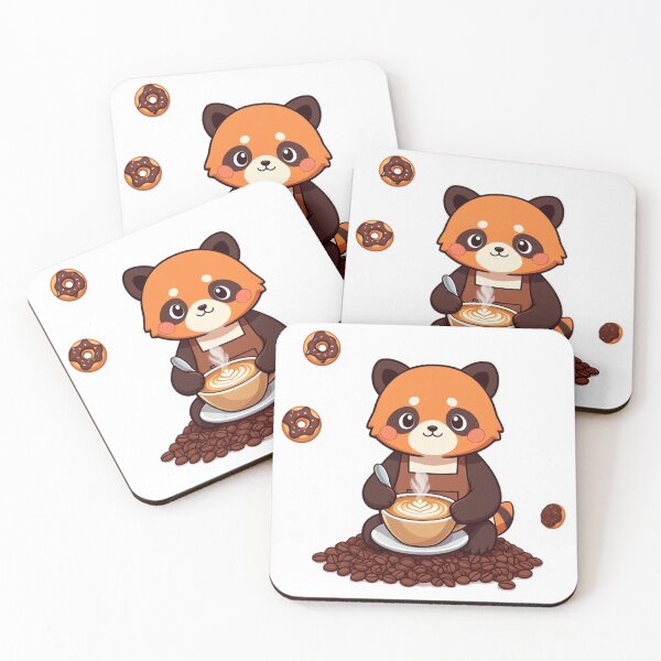 Item preview, Cute Red Panda Barista Coffee Kawaii Animal Print designed and sold by Xenovita.