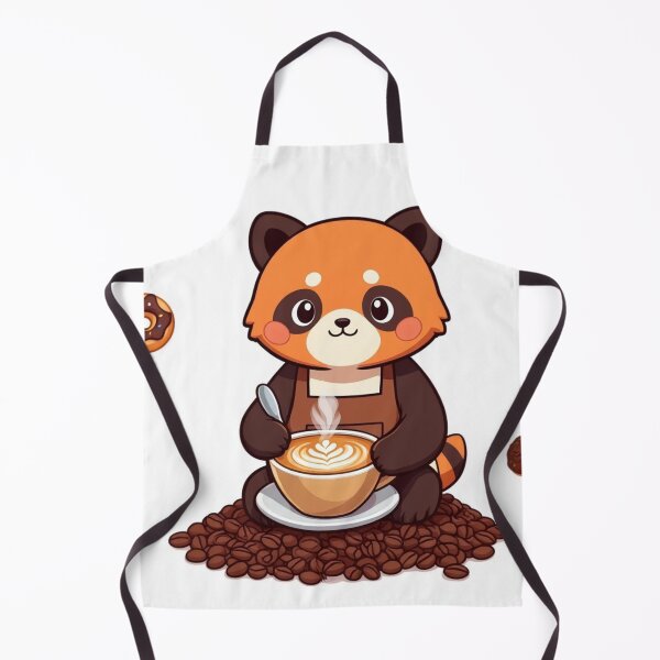 Item preview, Cute Red Panda Barista Coffee Kawaii Animal Print designed and sold by Xenovita.