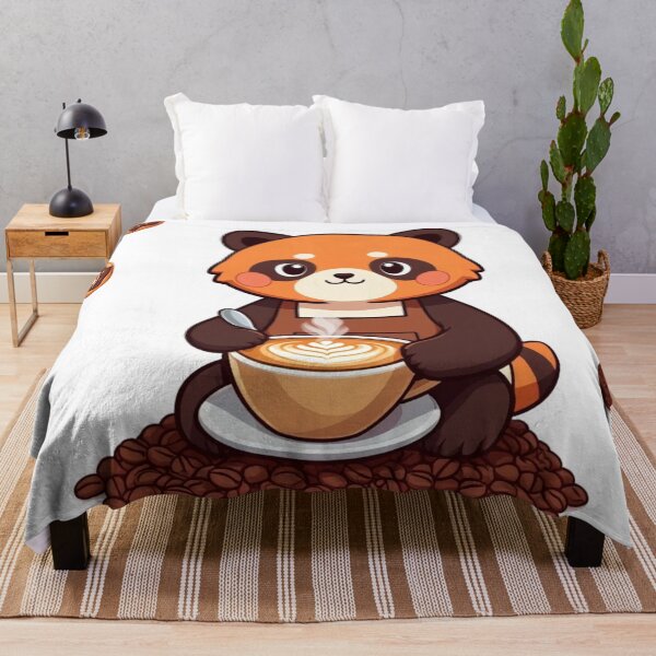 Item preview, Cute Red Panda Barista Coffee Kawaii Animal Print designed and sold by Xenovita.