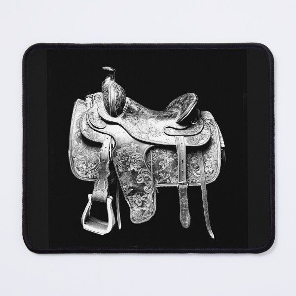 Item preview, Ornate Western Saddle | Vintage Cowboy Horse Tack Illustration designed and sold by inkoutninja.