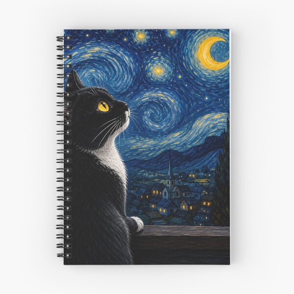 Item preview, Tuxedo Cat Starry Night designed and sold by Myra365Art.