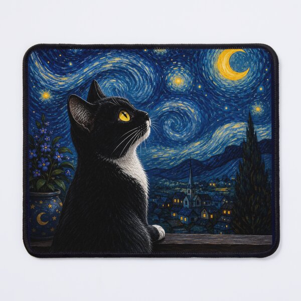 Item preview, Tuxedo Cat Starry Night designed and sold by Myra365Art.