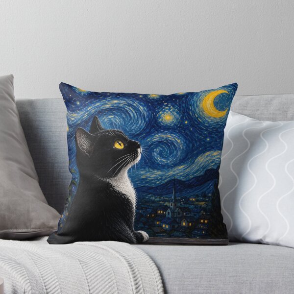 Item preview, Tuxedo Cat Starry Night designed and sold by Myra365Art.