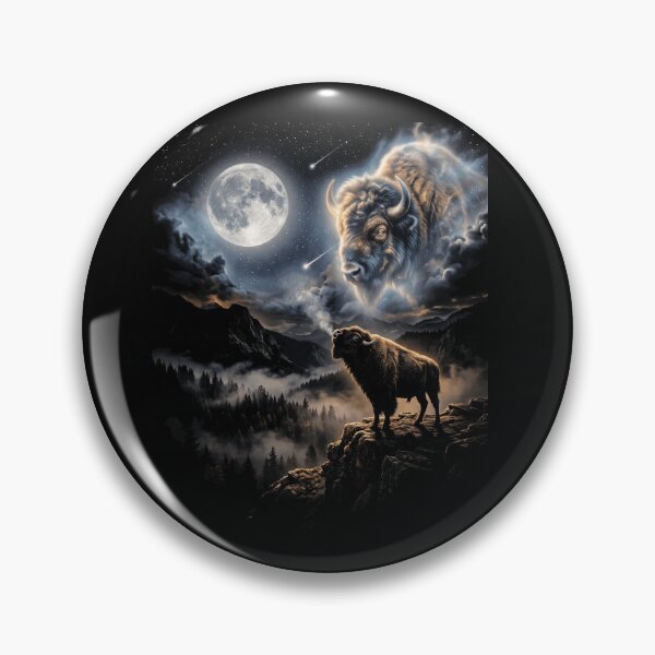 Item preview, Bison Howling At Moon Spirit Animal Night Landscape designed and sold by d247.
