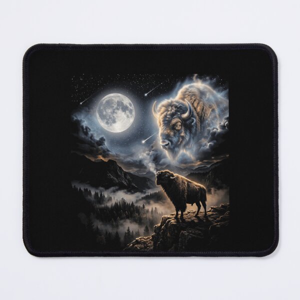 Item preview, Bison Howling At Moon Spirit Animal Night Landscape designed and sold by d247.