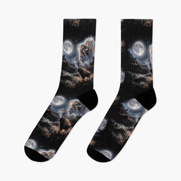 Item preview, Bison Howling At Moon Spirit Animal Night Landscape designed and sold by d247.