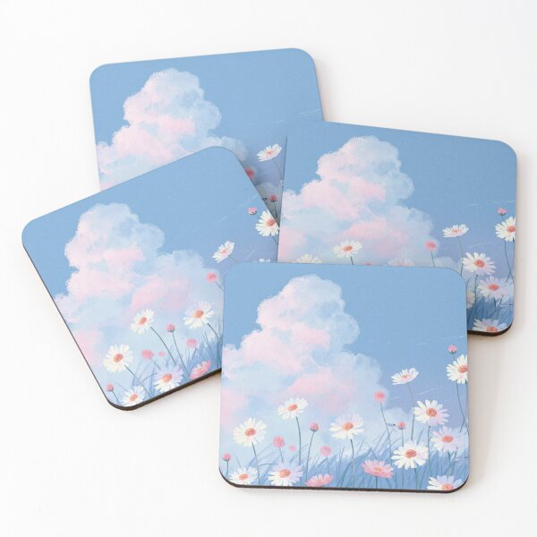 Item preview, Dreamy Daisy Meadow Under Pink Clouds | Pastel Floral Landscape designed and sold by littlepiig.