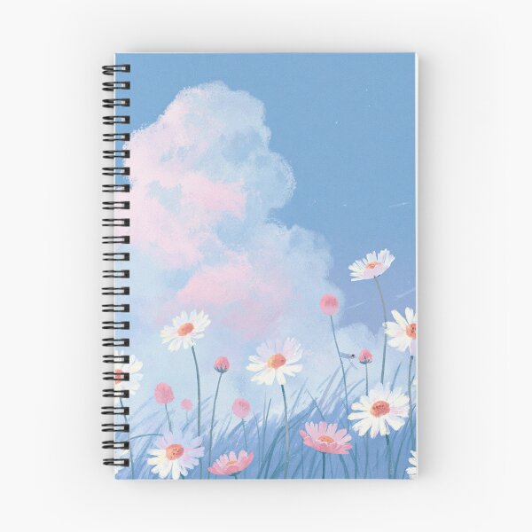 Item preview, Dreamy Daisy Meadow Under Pink Clouds | Pastel Floral Landscape designed and sold by littlepiig.