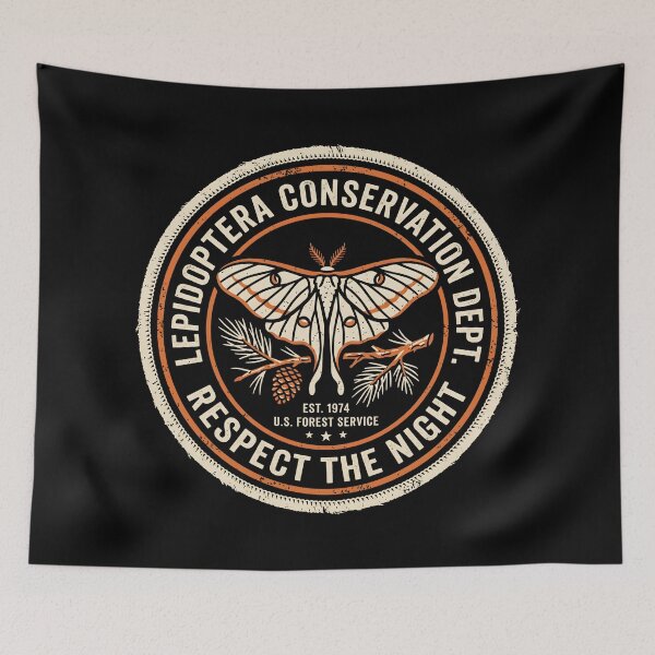 Item preview, Lepidoptera Conservation Dept Respect The Night Retro Moth Badge designed and sold by SplashTastic.