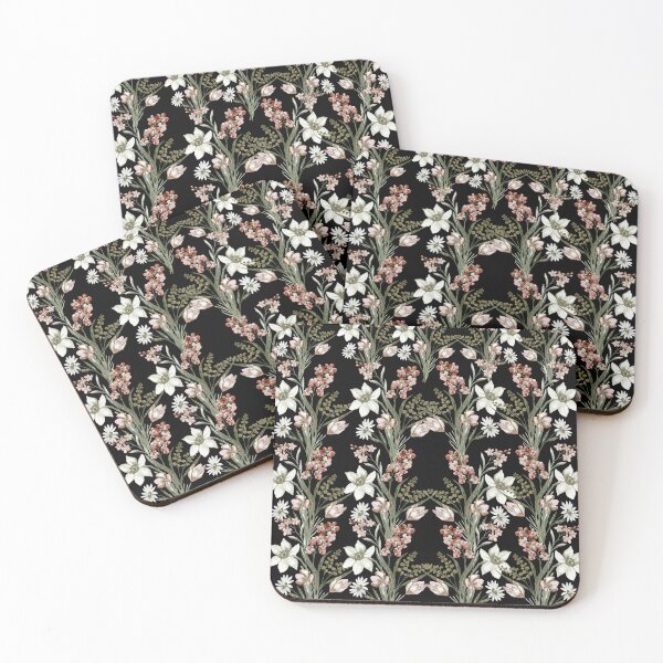 Item preview, Dark Botanical Lily and Blush Tulip Floral Pattern designed and sold by Jyoti-Quotes.