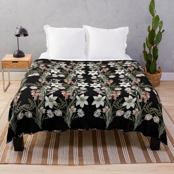 Item preview, Dark Botanical Lily and Blush Tulip Floral Pattern designed and sold by Jyoti-Quotes.